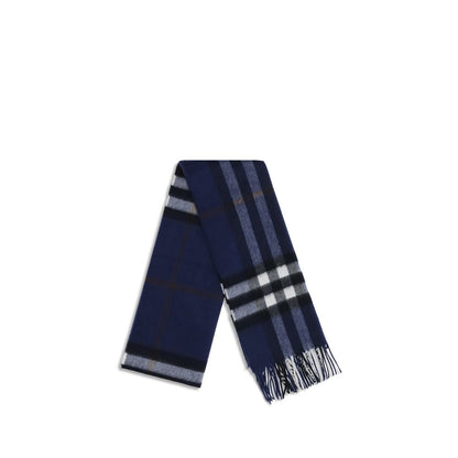 Burberry Blue Cashmere Check Pattern Scarf for Men