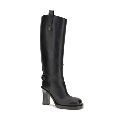 Burberry Black Leather Cavalier Heeled Boots