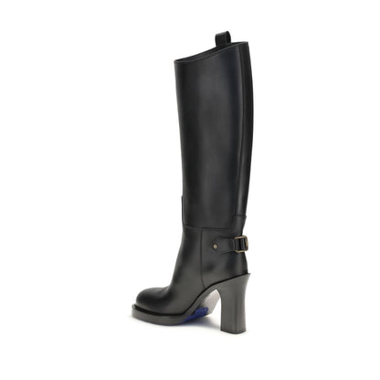 Burberry Black Leather Cavalier Heeled Boots