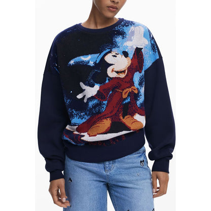 Desigual Blue Cotton Women Sweater featuring Mickey