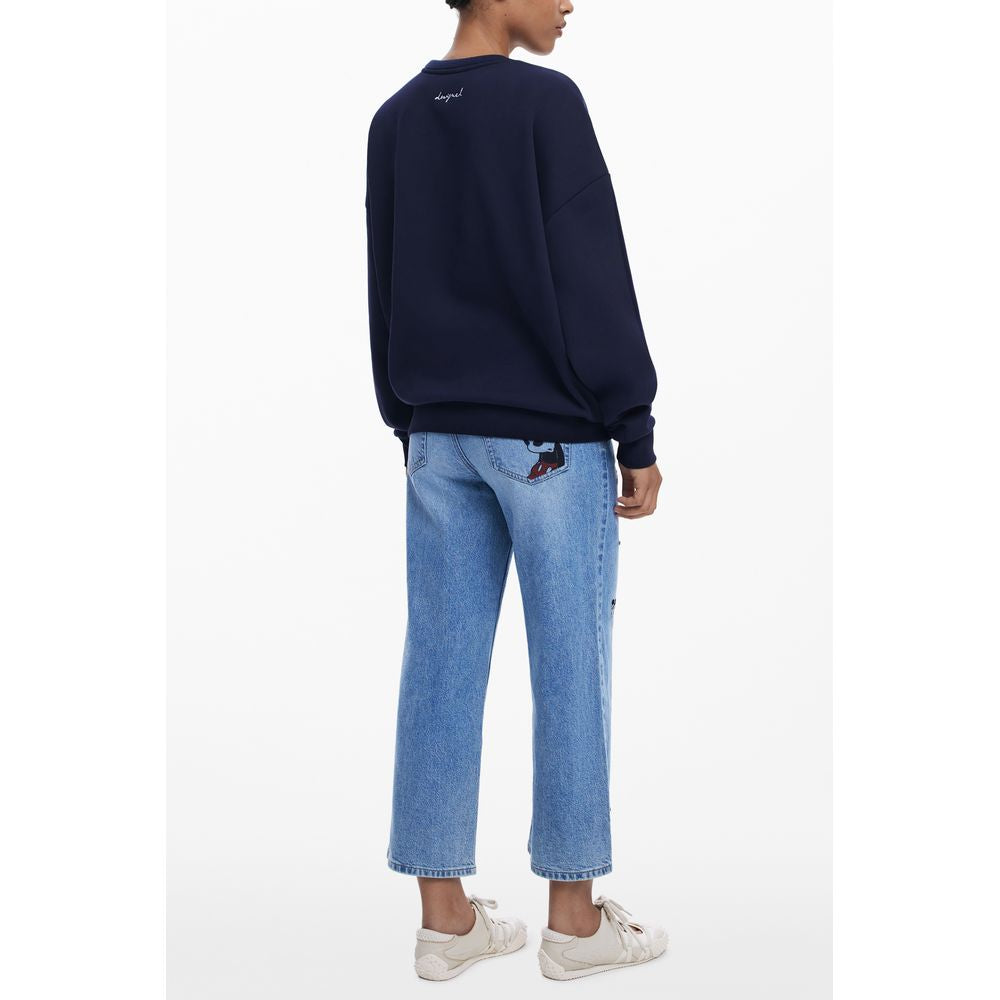 Desigual Blue Cotton Women Sweater featuring Mickey