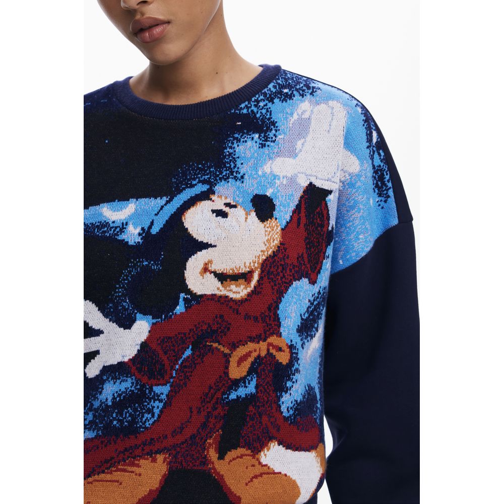 Desigual Blue Cotton Women Sweater featuring Mickey