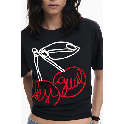 Desigual Black Cotton Women T-Shirt - Unleash Your Bold Side