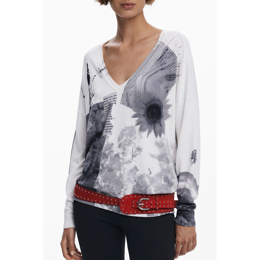 Desigual White Viscose Women Sweater - Gotemburgo Jersey