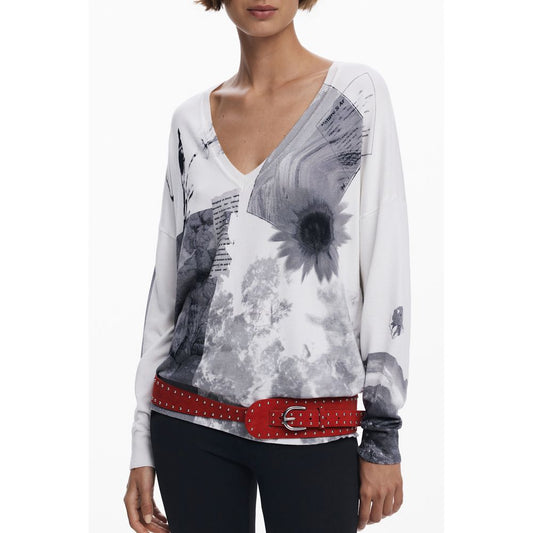 Desigual White Viscose Women Sweater - Gotemburgo Jersey