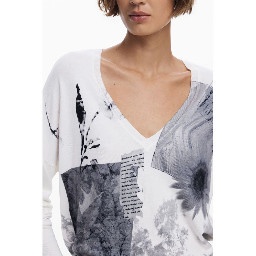 Desigual White Viscose Women Sweater - Gotemburgo Jersey