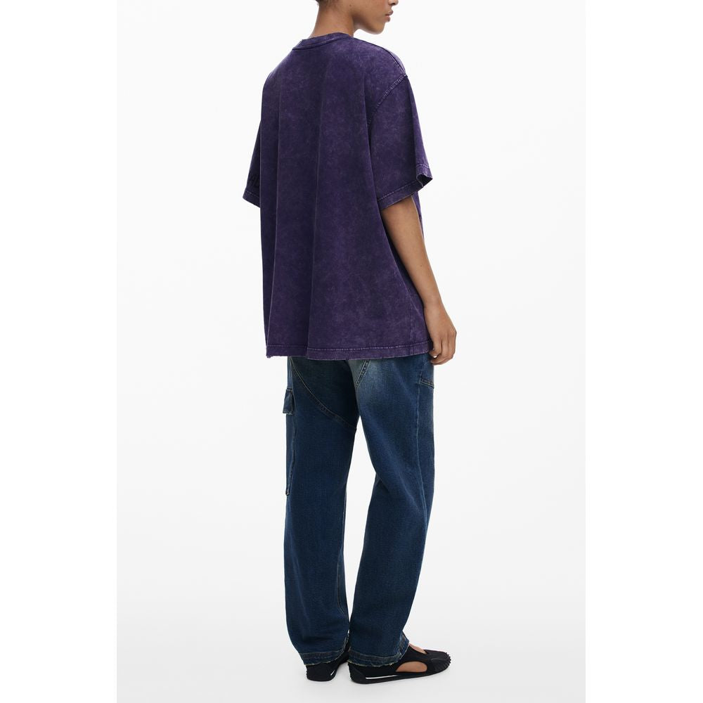 Desigual Purple Fugaz Mickey Cotton Women T-Shirt