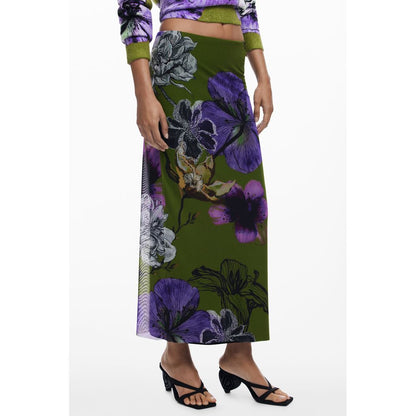 Desigual Enchanting Green Long Skirt