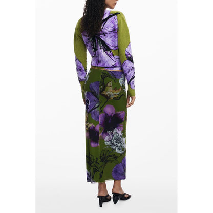 Desigual Enchanting Green Long Skirt