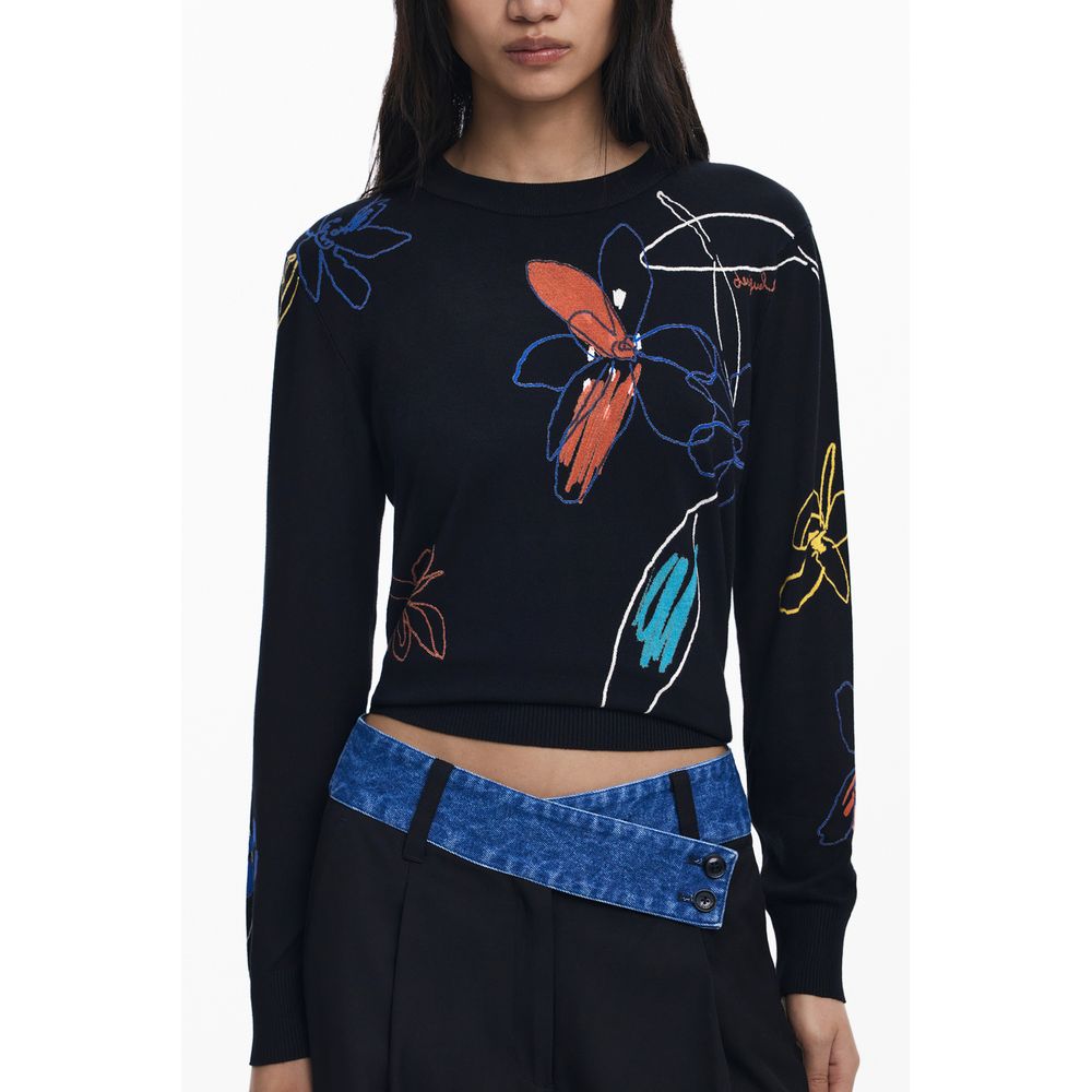Desigual Black Viscose Women Sweater - Wearable Art
