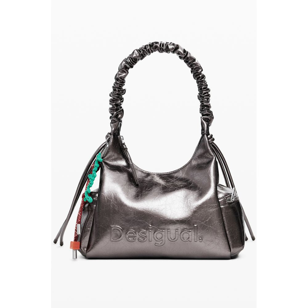 Desigual Bronze Polyethylene Women Handbag - Montville Half Logo Bag