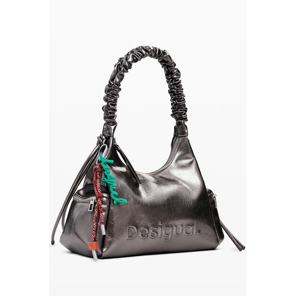 Desigual Bronze Polyethylene Women Handbag - Montville Half Logo Bag