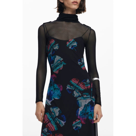 Desigual Black Polyester Women Dress - Watercolor Chic