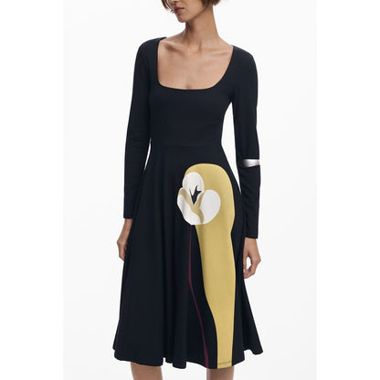 Desigual LIRIO Long Dress in Black Cotton for Women