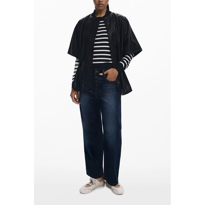 Desigual Black Short Sleeve Faux Leather Poncho for Women