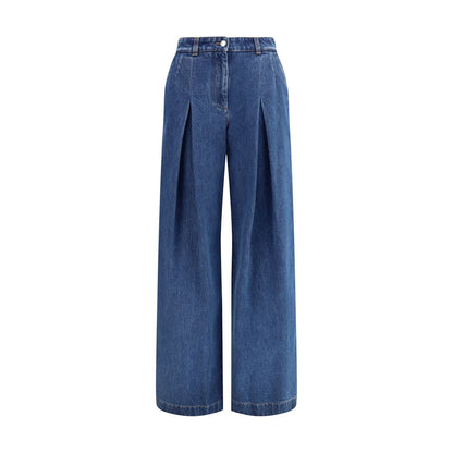 Dolce & Gabbana Blue Straight Jeans with Pinces for Women