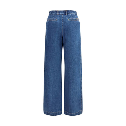 Dolce & Gabbana Blue Straight Jeans with Pinces for Women
