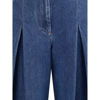Dolce & Gabbana Blue Straight Jeans with Pinces for Women