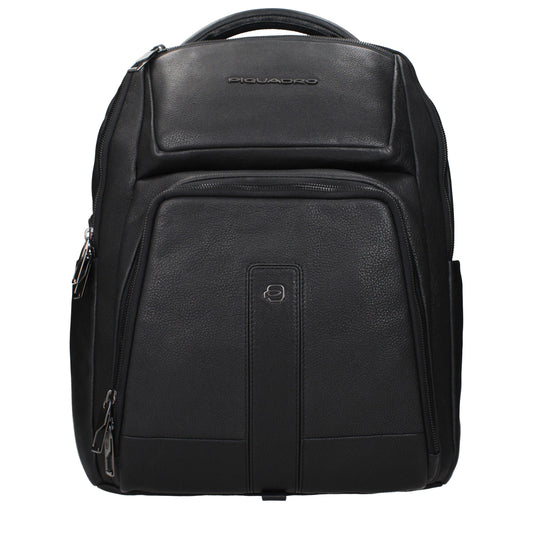Piquadro Black Leather Backpack CA6300S129N