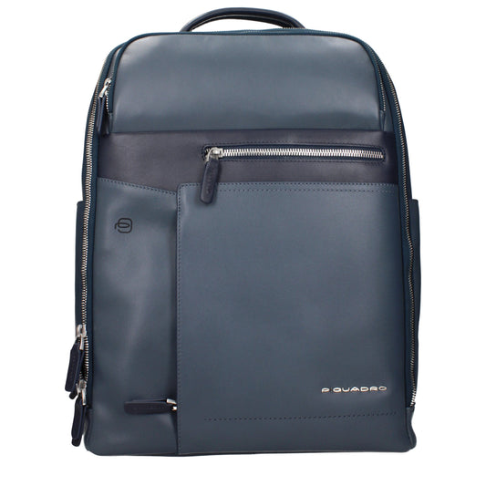 Piquadro Blue Leather Backpack - CA4118W82BLU