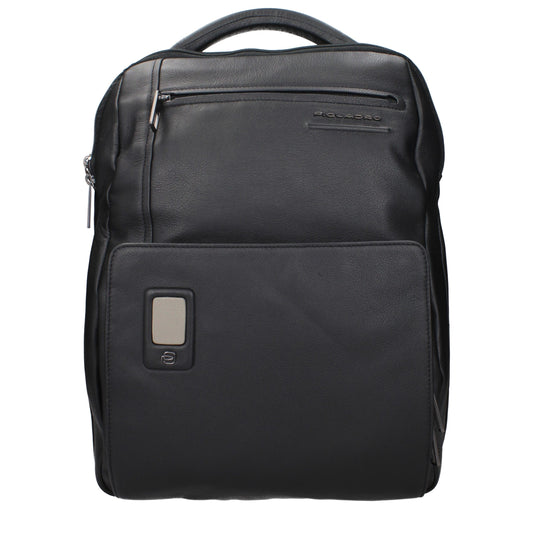 Piquadro Black Leather Backpacks – Elegant & Functional Travel Companion