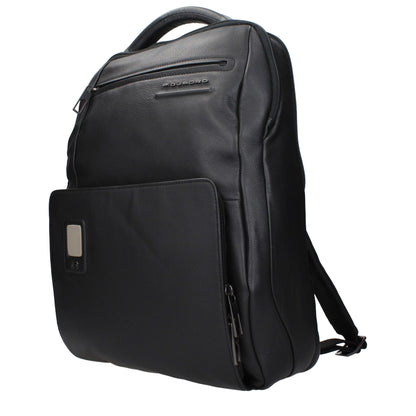 Piquadro Black Leather Backpacks – Elegant & Functional Travel Companion