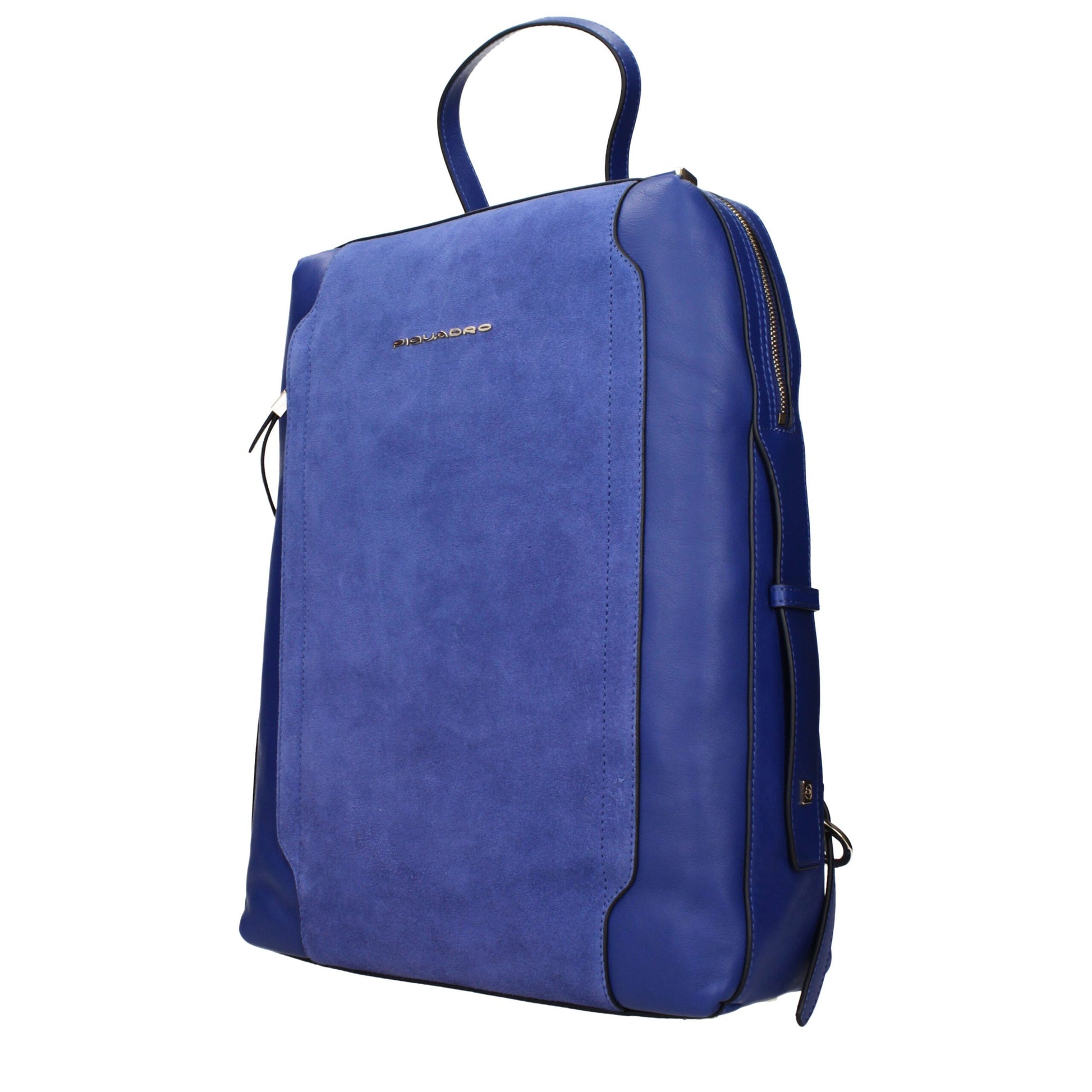 Piquadro Blue Leather Backpack with Vintage Effect