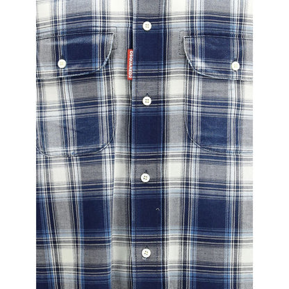 Dsquared² Blue & White Canadian Check Shirt for Men