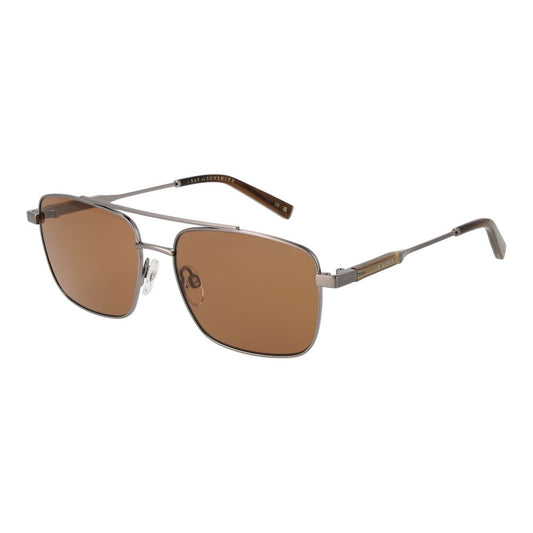 Ted Baker Men’s Sunglasses – Silver Rectangle Frame, Brown Lenses