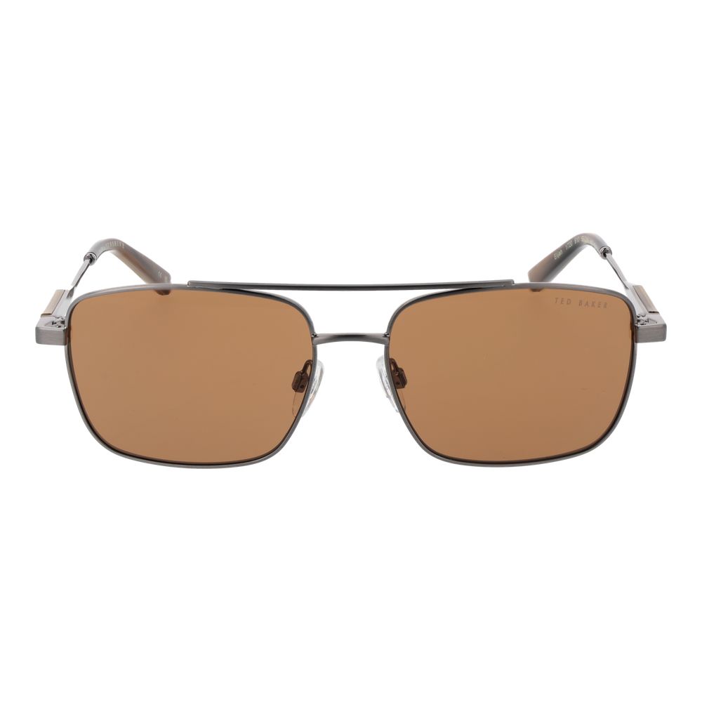 Ted Baker Men’s Sunglasses – Silver Rectangle Frame, Brown Lenses