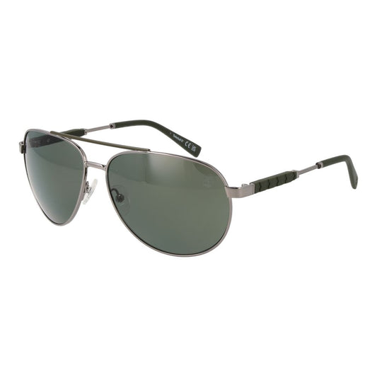 Timberland Men’s Sunglasses – Gunmetal Aviator Frame, Green Lenses
