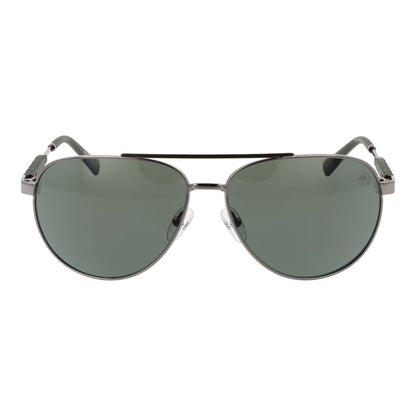 Timberland Men’s Sunglasses – Gunmetal Aviator Frame, Green Lenses