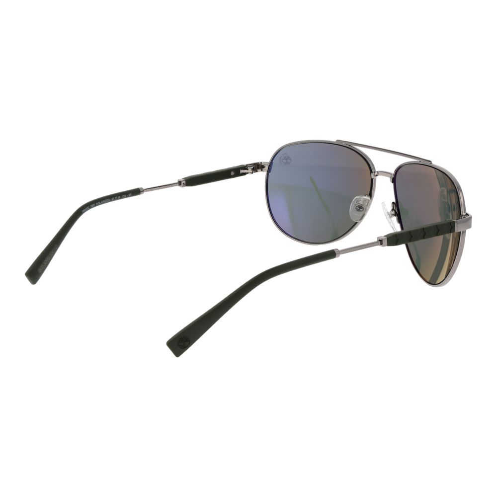 Timberland Men’s Sunglasses – Gunmetal Aviator Frame, Green Lenses