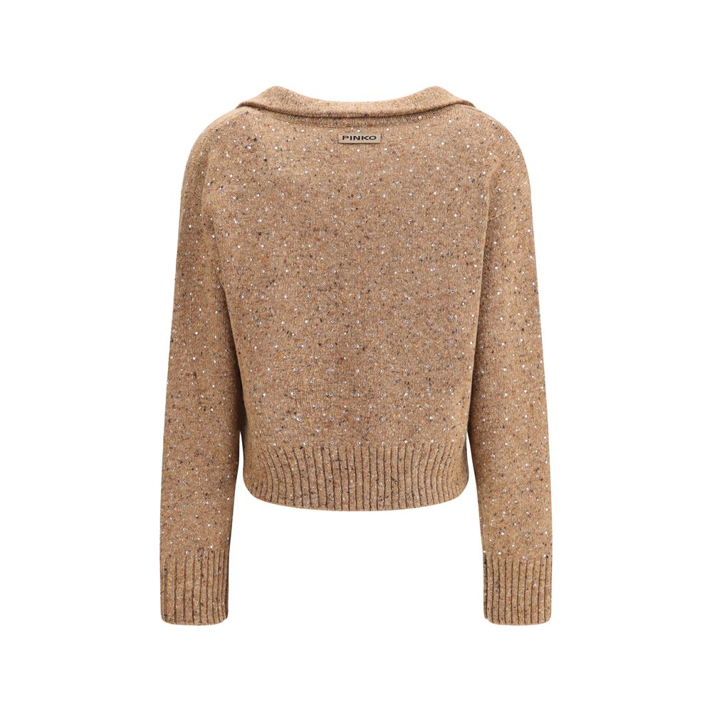 PINKO V-neck Sweater with Rhinestones