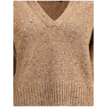 PINKO V-neck Sweater with Rhinestones