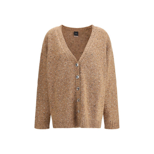 PINKO Bouclé Fabric Cardigan with Rhinestones