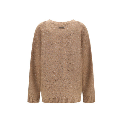 PINKO Bouclé Fabric Cardigan with Rhinestones
