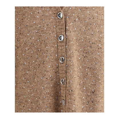 PINKO Bouclé Fabric Cardigan with Rhinestones