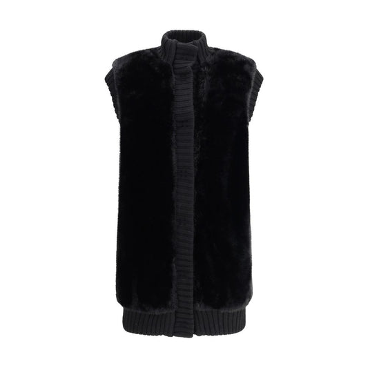 PINKO Black Faux Fur Gilet Vest for Women