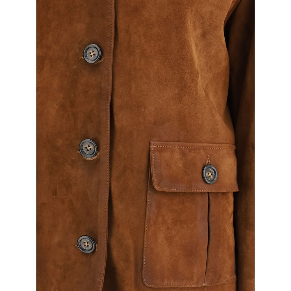 Valstarino Oversized Brown Suede Button Up Jacket for Women