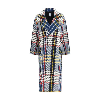 Sara Roka Check Maxi Wool Blend Coat for Women