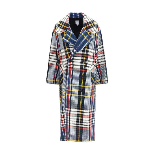 Sara Roka Check Maxi Wool Blend Coat for Women