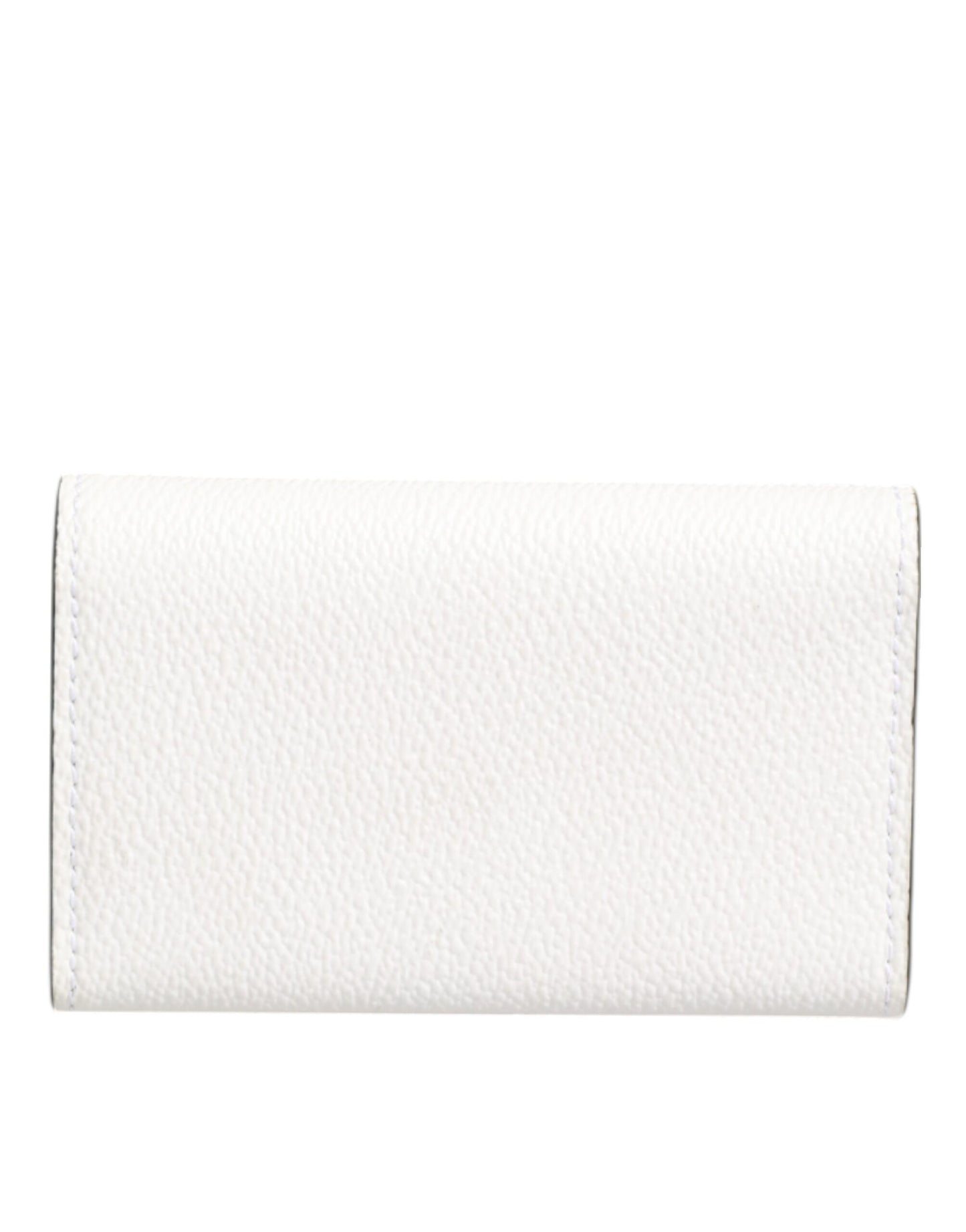 Dolce & Gabbana White Leather Card Case Holder with Gold Logo Plate