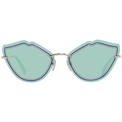 Emilio Pucci Women’s Sunglasses – Rose Gold Cat Eye Frame, Turquoise Lenses