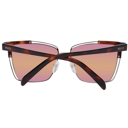 Emilio Pucci Women’s Sunglasses – Brown Cat Eye Frame, Multicolour Mirrored Lenses