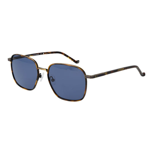Hackett Brown Men’s Sunglasses – Square Metal Frame, Blue Lenses