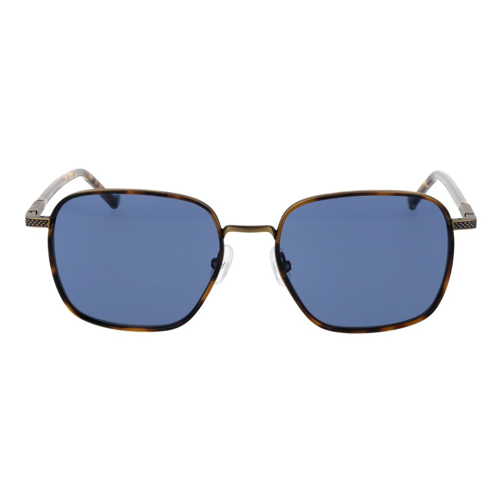 Hackett Brown Men’s Sunglasses – Square Metal Frame, Blue Lenses