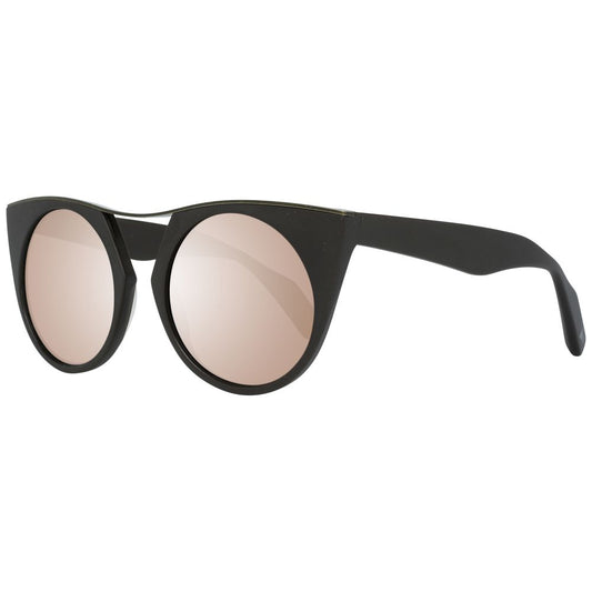 Yohji Yamamoto Women’s Sunglasses – Brown Round Frame, Gold Mirrored Lenses