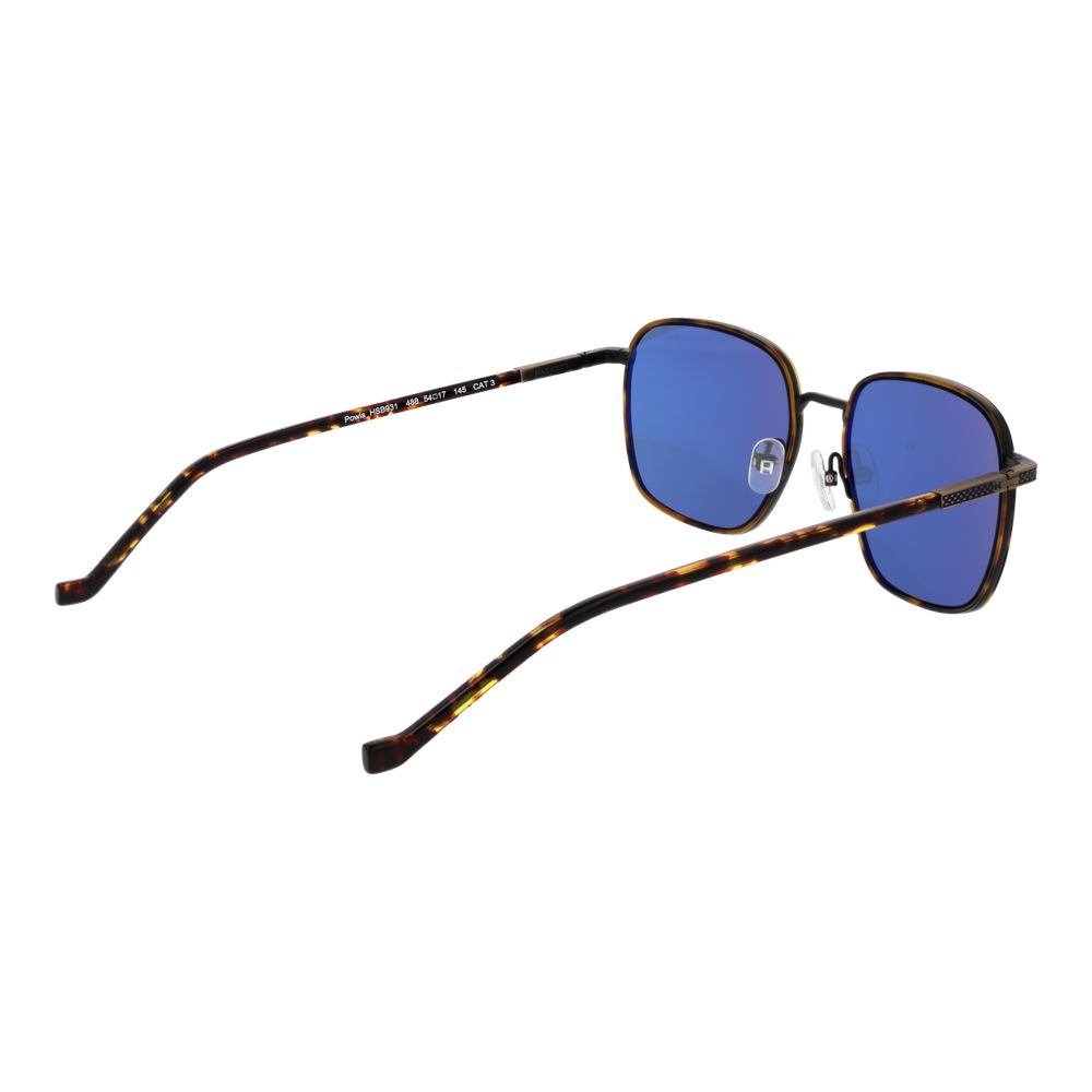 Hackett Brown Men’s Sunglasses – Square Metal Frame, Blue Lenses