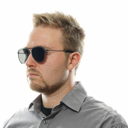 Yohji Yamamoto Men’s Sunglasses – Blue Aviator Frame with Mirrored Lenses